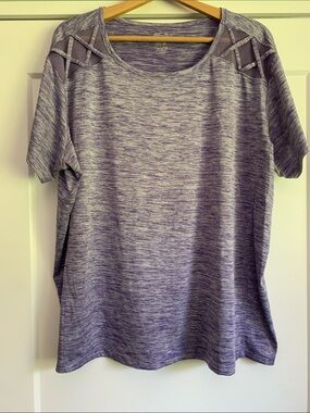 ACX Heathered Lavender Short Sleeve Cutout Shoulder Athletic Shirt 2X Plus